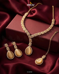 Zeesy-Victorian Bold Gemstone Necklace Set