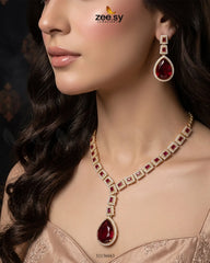 Zeesy-Victorian Bold Gemstone Necklace Set
