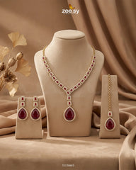 Zeesy-Victorian Bold Gemstone Necklace Set