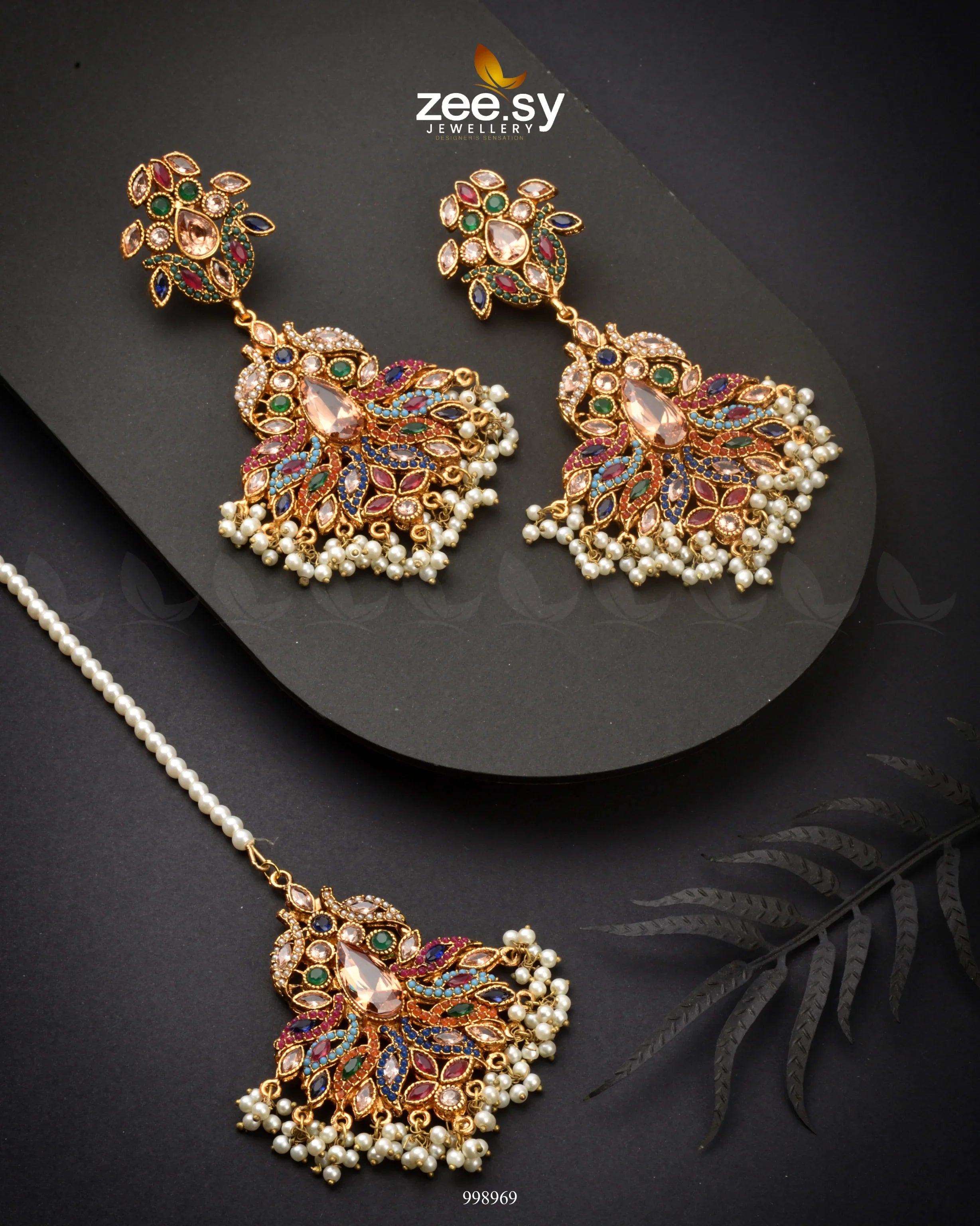 Vireo Earrings Champagne Multi - Zeesy Jewellery