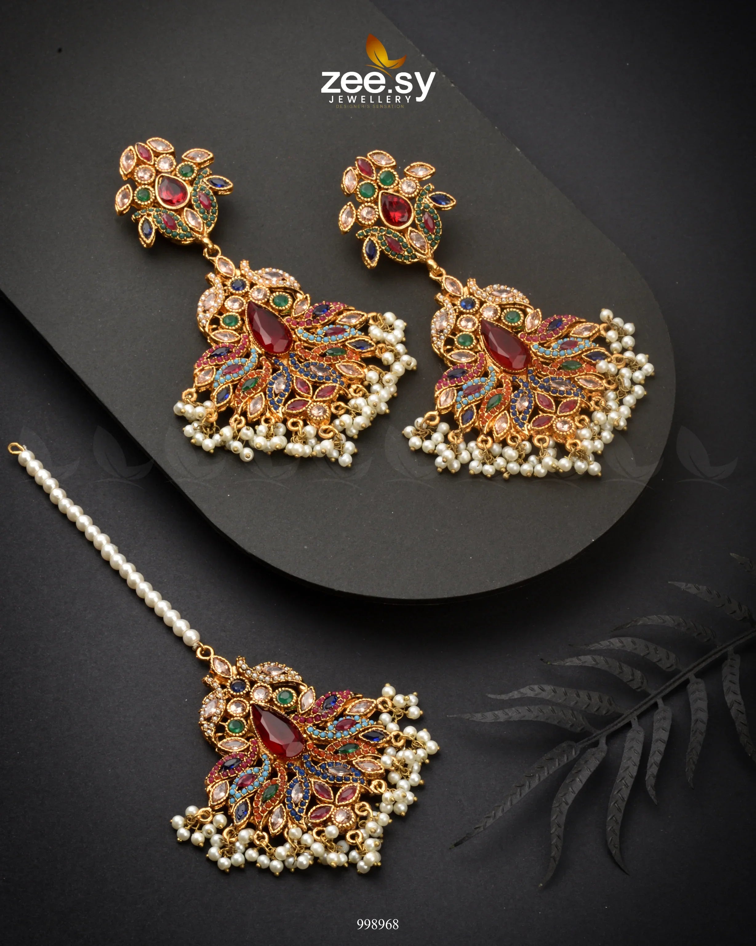Vireo Earrings Red Multi - Zeesy Jewellery