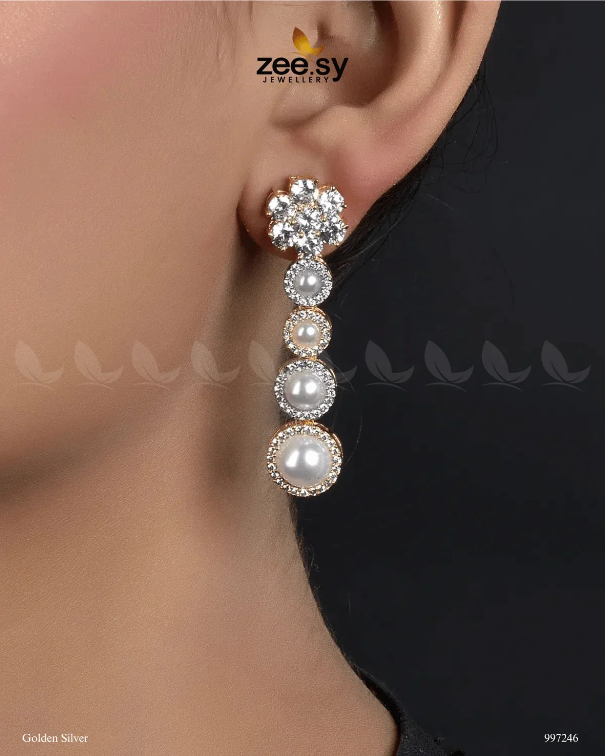 Vyom Earrings Golden Silver - Zeesy Jewellery