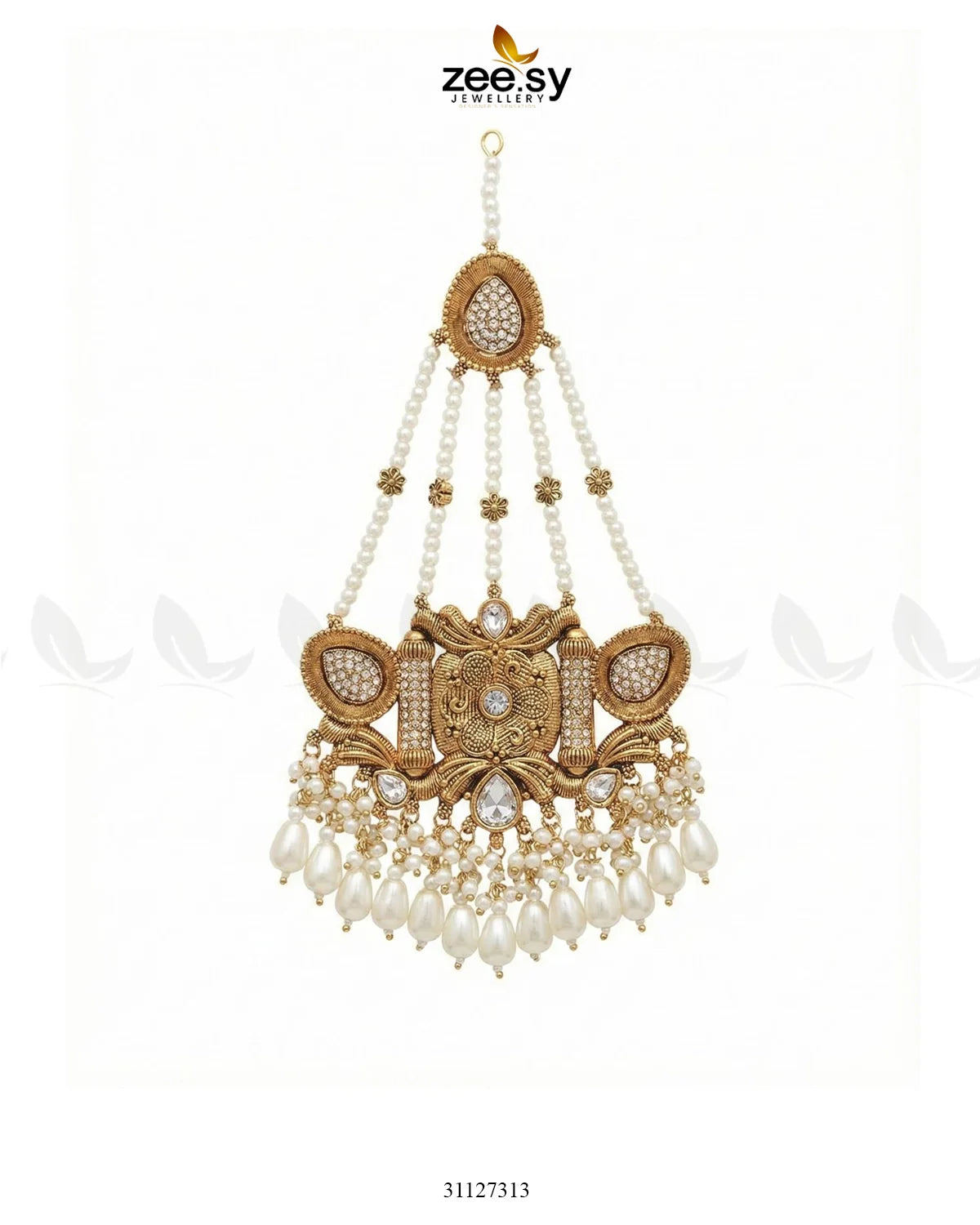 Shyama Beaded Pearl Jhumar White - Zeesy Jewellery