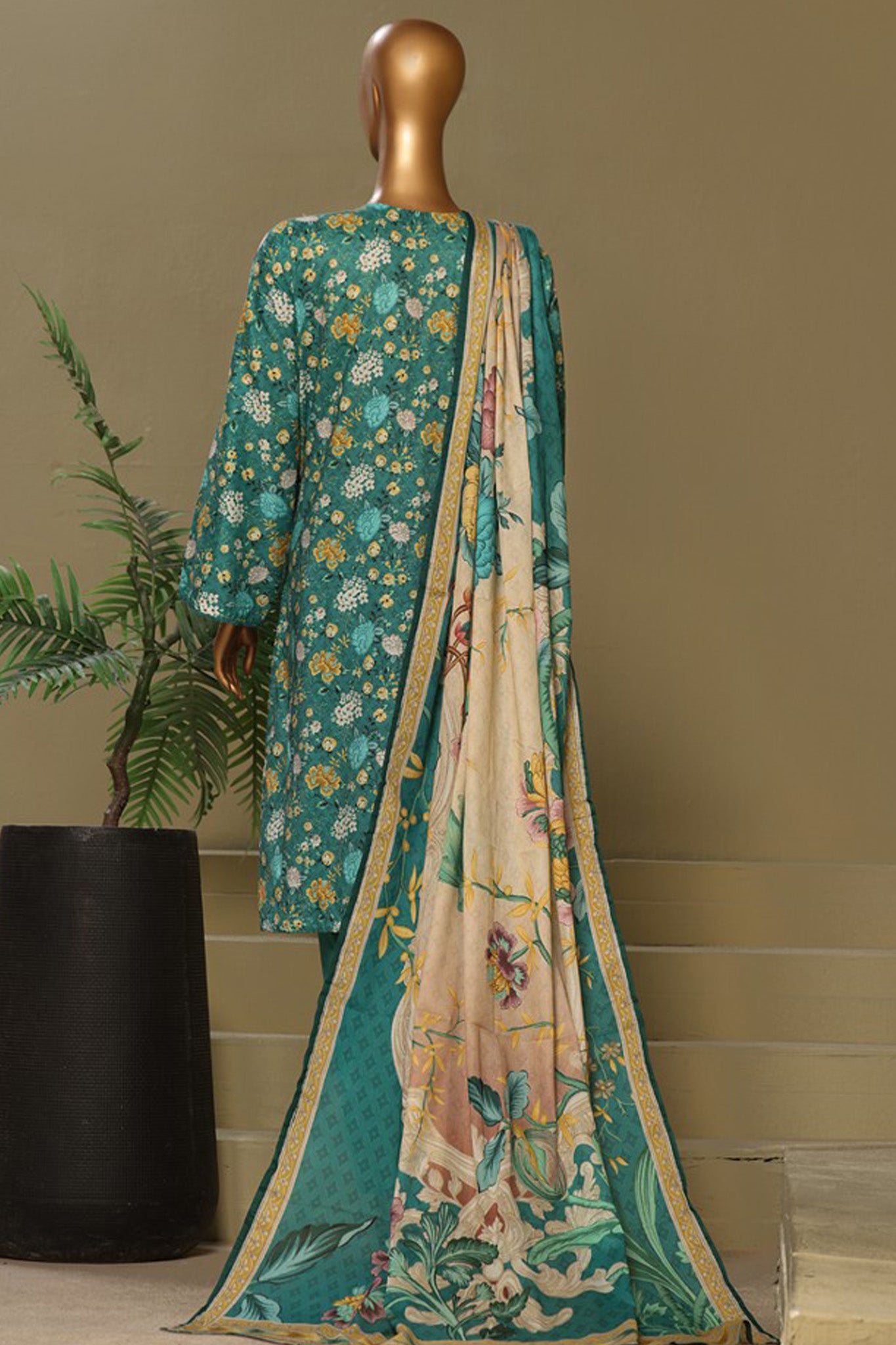 Bin Saeed Stitched 3 Piece Exclusive Chikankari Cotton Vol-01 Collection'2024-WC-1120-Sea Green