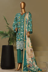 Bin Saeed Stitched 3 Piece Exclusive Chikankari Cotton Vol-01 Collection'2024-WC-1120-Sea Green