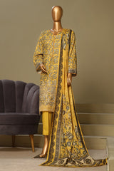 Bin Saeed Stitched 3 Piece Exclusive Chikankari Cotton Vol-01 Collection'2024-WC-1121-Mustard