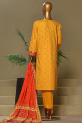 Bin Saeed Stitched 3 Piece Exclusive Chikankari Cotton Vol-01 Collection'2024-WC-1123-Mustard