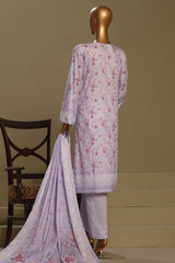 Bin Saeed Stitched 3 Piece Exclusive Chikankari Cotton Vol-01 Collection'2024-WC-1126-Lilac