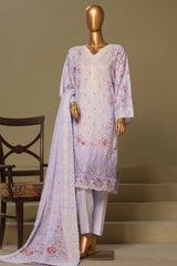 Bin Saeed Stitched 3 Piece Exclusive Chikankari Cotton Vol-01 Collection'2024-WC-1126-Lilac