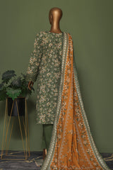 Bin Saeed Stitched 3 Piece Exclusive Emb Cotton Vol-02 Collection'2024-WC-1255-Green