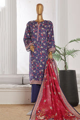 Bin Saeed Stitched 3 Piece Exclusive Printed Cotton Collection'2024-WC-1301-Blue