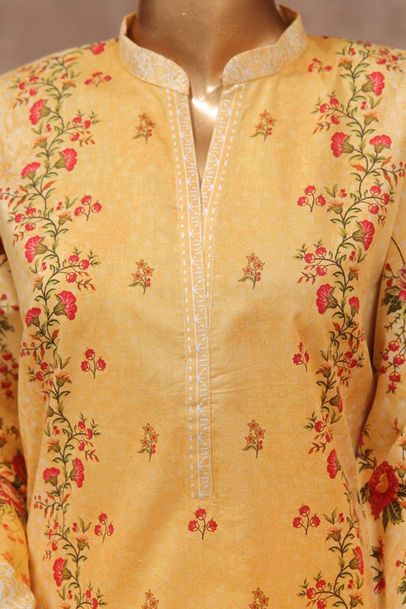 Bin Saeed Stitched 3 Piece Exclusive Printed Cotton Vol-02 Collection'2024-WC-1321-Yellow