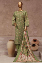 Bin Saeed Stitched 3 Piece Exclusive Printed Cotton Vol-02 Collection'2024-WC-1323-Green