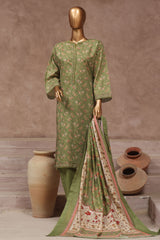 Bin Saeed Stitched 3 Piece Exclusive Printed Cotton Vol-02 Collection'2024-WC-1323-Green