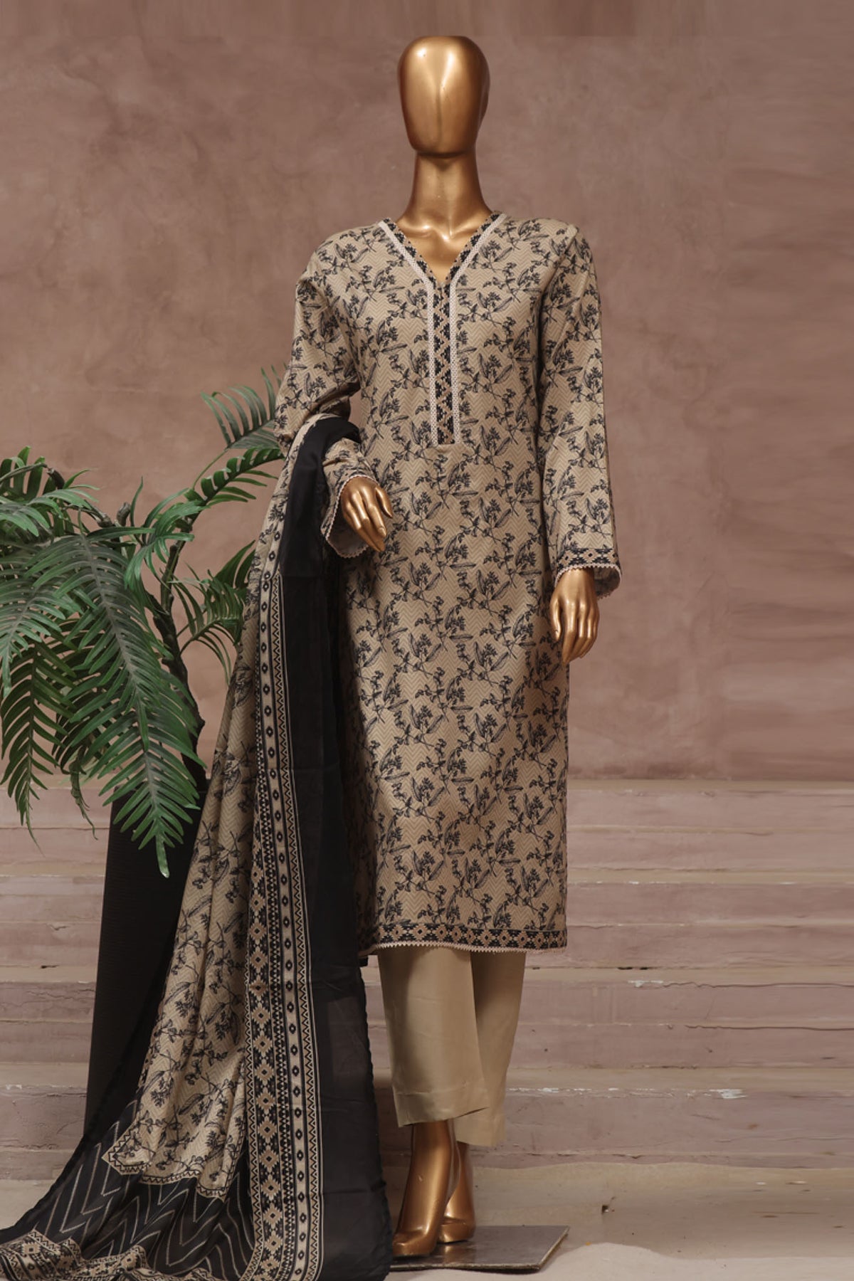 Bin Saeed Stitched 3 Piece Exclusive Printed Cotton Vol-02 Collection'2024-WC-1324-Skin