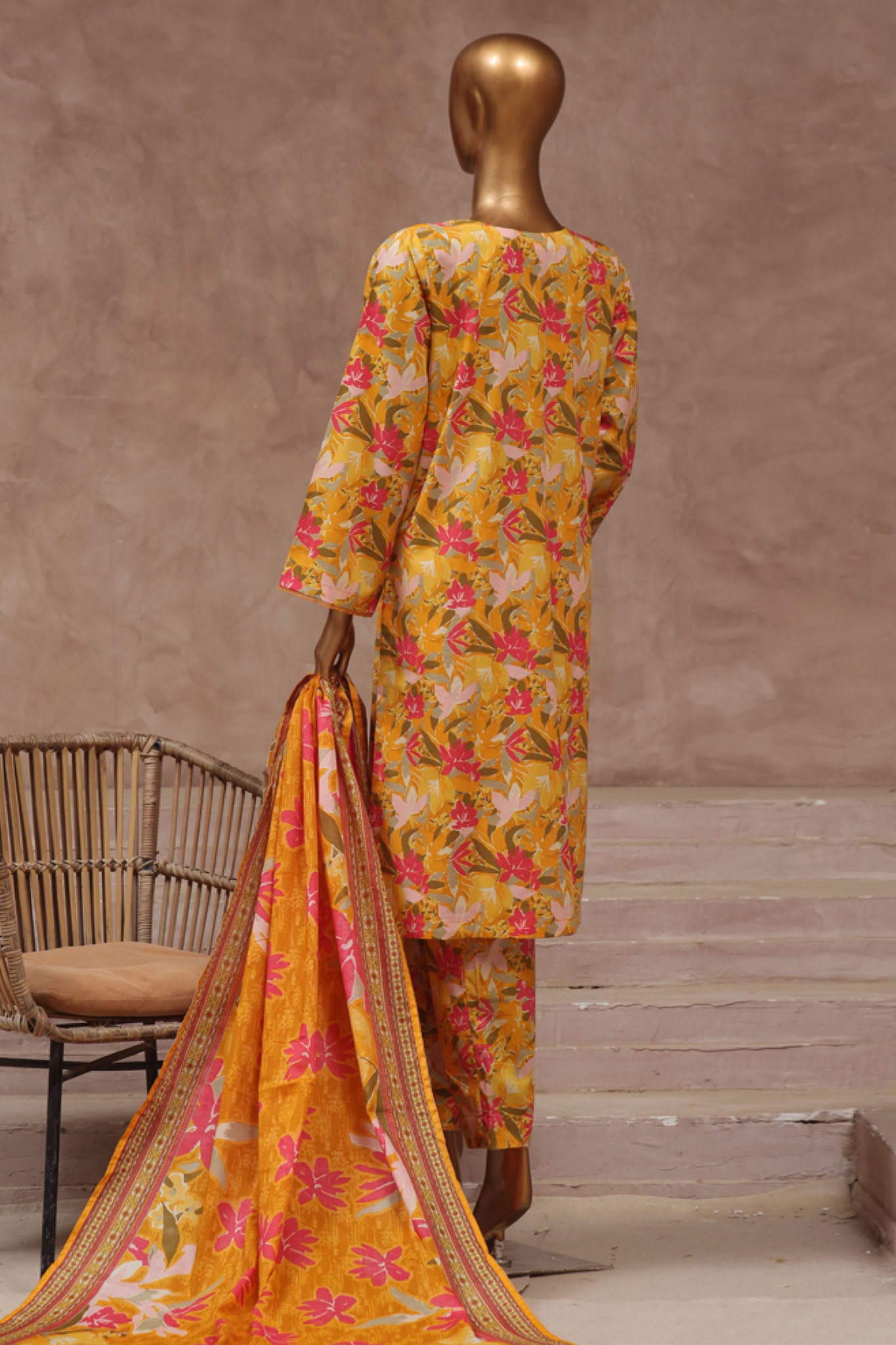 Bin Saeed Stitched 3 Piece Exclusive Printed Cotton Vol-02 Collection'2024-WC-1328-Yellow