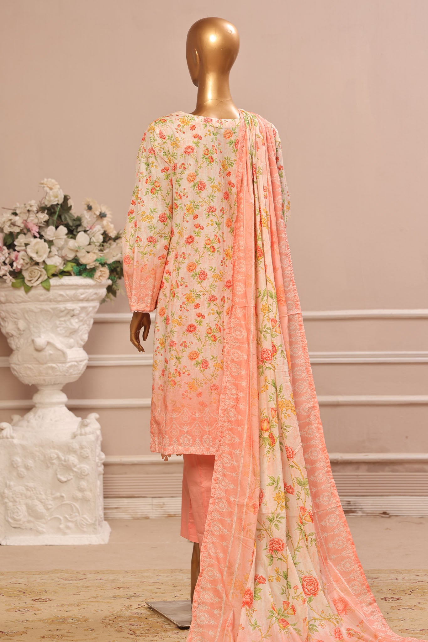 Bin Saeed Stitched 3 Piece Exclusive Emb Lawn Vol-02 Collection-WC-1564-Pink