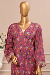 Bin Saeed Stitched 3 Piece Exclusive Emb Lawn Vol-02 Collection-WC-1567-Maroon