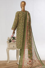 Bin Saeed Stitched 3 Piece Exclusive Emb Lawn Vol-03 Collection-WC-1703-Green