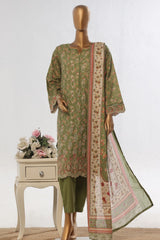 Bin Saeed Stitched 3 Piece Exclusive Emb Lawn Vol-03 Collection-WC-1703-Green