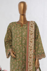 Bin Saeed Stitched 3 Piece Exclusive Emb Lawn Vol-03 Collection-WC-1703-Green