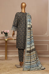 Eid Ke Rang By Bin Saeed Stitched 3 Piece Chikankari Lawn Collection'2025-WC-1786-Navy Blue