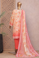 Ronaq E Eid By Bin Saeed Stitched 3 Piece Exc Emb Lawn Collection'2025-WC-1893-Peach