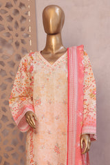 Ronaq E Eid By Bin Saeed Stitched 3 Piece Exc Emb Lawn Collection'2025-WC-1893-Peach