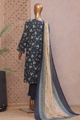 Ronaq E Eid By Bin Saeed Stitched 3 Piece Exc Emb Lawn Collection'2025-WC-1894-Navy Blue