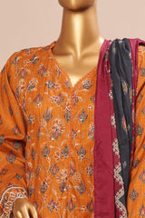 Bin Saeed Stitched 3 Piece Exclusive Emb Lawn Vol-05 Collection-WC-1948-Mustard