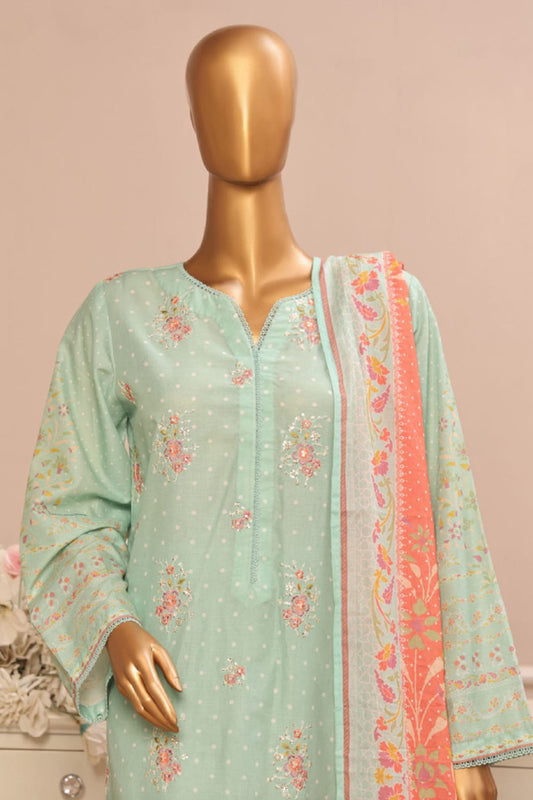 Bin Saeed Stitched 3 Piece Exclusive Emb Lawn Vol-05 Collection-WC-1950-Mint