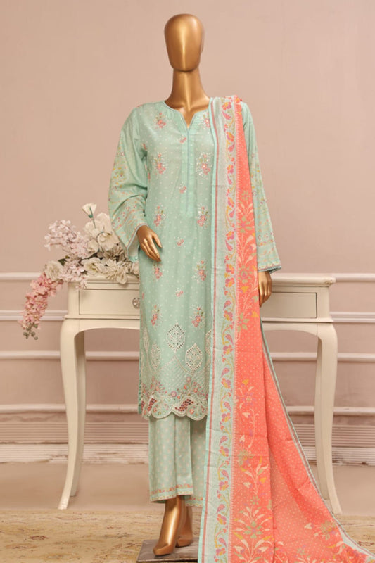 Bin Saeed Stitched 3 Piece Exclusive Emb Lawn Vol-05 Collection-WC-1950-Mint