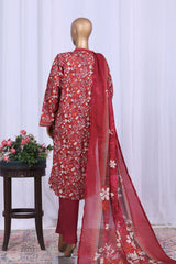 Bin Saeed Stitched 3 Piece Printed Cotton Vol-05 Collection'2025-WC-2508-Maroon