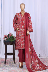 Bin Saeed Stitched 3 Piece Printed Cotton Vol-05 Collection'2025-WC-2508-Maroon
