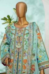 Bin Saeed Stitched 3 Piece Exc Luxury Lawn With Farshi Shalwar Suit-WC-2681 MINT