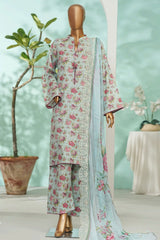 Bin Saeed Stitched 3 Piece Exc Luxury Lawn With Farshi Shalwar Suit-WC-2682 FEROZI