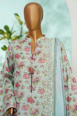 Bin Saeed Stitched 3 Piece Exc Luxury Lawn With Farshi Shalwar Suit-WC-2682 FEROZI