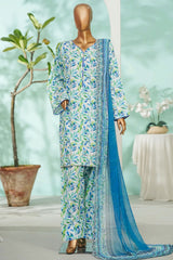 Bin Saeed Stitched 3 Piece Exc Luxury Lawn With Farshi Shalwar Suit-WC-2683 WHITE