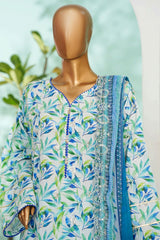 Bin Saeed Stitched 3 Piece Exc Luxury Lawn With Farshi Shalwar Suit-WC-2683 WHITE