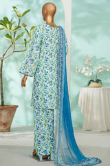 Bin Saeed Stitched 3 Piece Exc Luxury Lawn With Farshi Shalwar Suit-WC-2683 WHITE