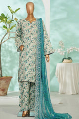 Bin Saeed Stitched 3 Piece Exc Luxury Lawn With Farshi Shalwar Suit-WC-2685 SKIN