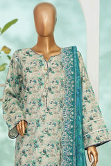 Bin Saeed Stitched 3 Piece Exc Luxury Lawn With Farshi Shalwar Suit-WC-2685 SKIN