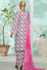 Bin Saeed Stitched 3 Piece Exc Luxury Lawn With Farshi Shalwar Suit-WC-2686 MULTI