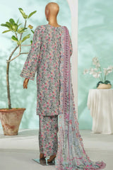 Bin Saeed Stitched 3 Piece Exc Luxury Lawn With Farshi Shalwar Suit-WC-2690 GRAY