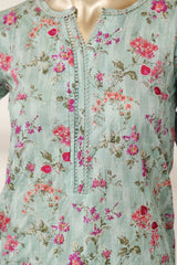 Bin Saeed Stitched 3 Piece Luxury Laserkari Lawn Vol-03 Suit-WC-2805-GREEN