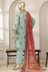 Bin Saeed Stitched 3 Piece Luxury Laserkari Lawn Vol-03 Suit-WC-2807-FEROZI