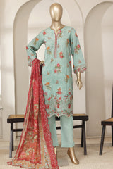 Bin Saeed Stitched 3 Piece Luxury Laserkari Lawn Vol-03 Suit-WC-2807-FEROZI
