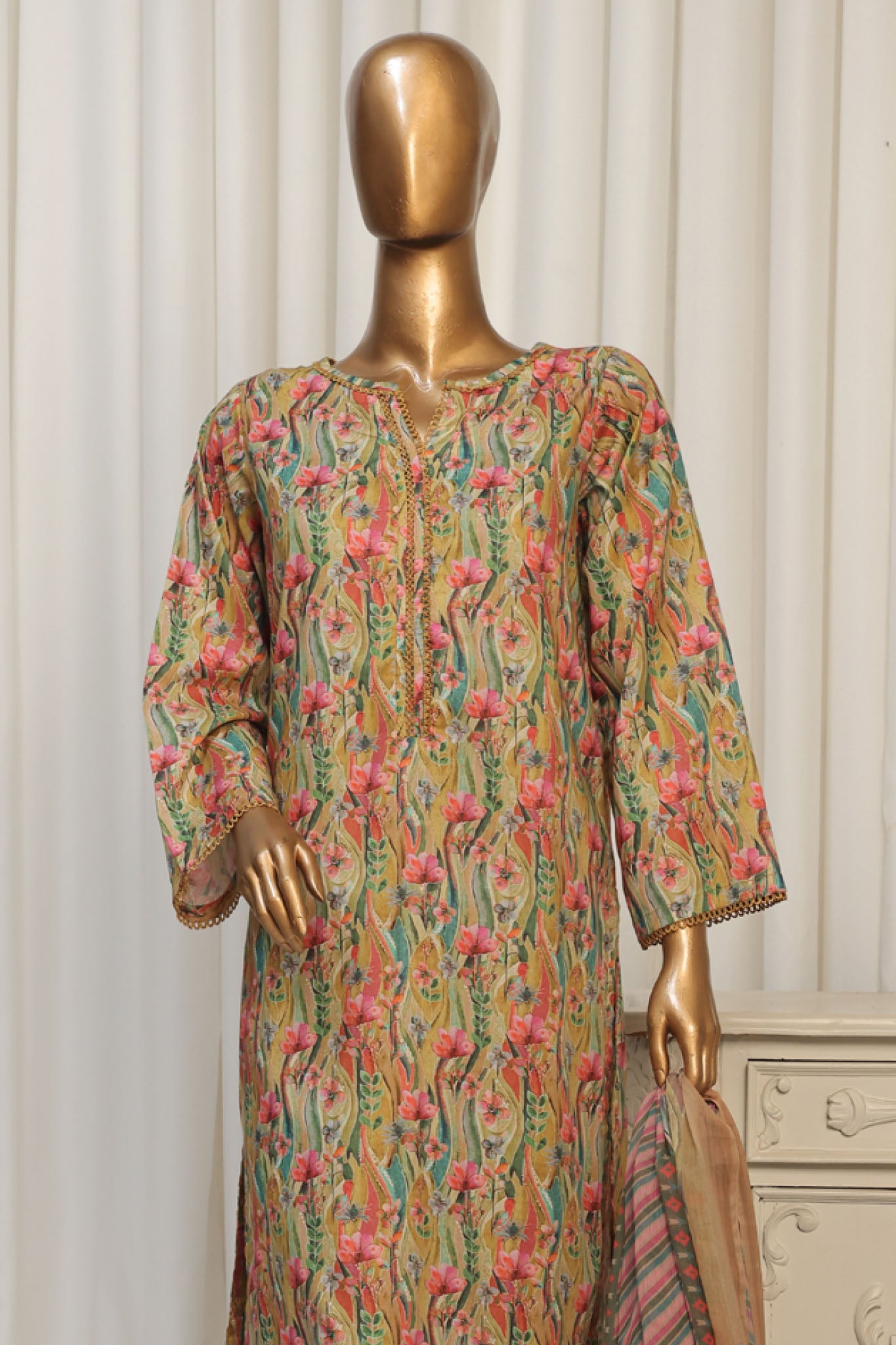 Bin Saeed Stitched 3 Piece Exclusive Printed Lawn Vol-04 Collection'2025-WCK-1912-Yellow