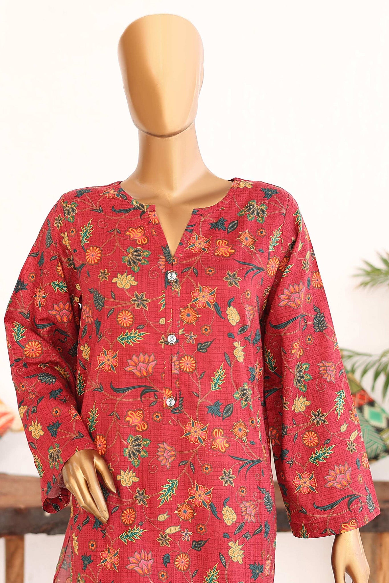 Bin Saeed Stitched 2 Piece Co Ords Cotton Vol-02 Collection'2024-WCK-988-Red