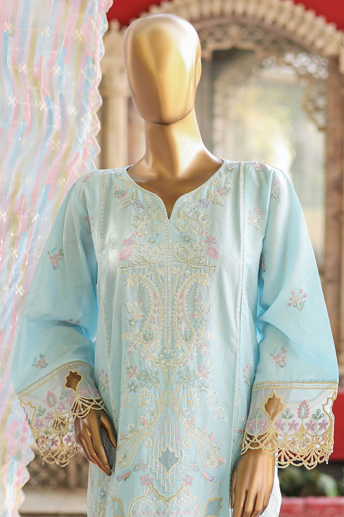 Bin Saeed Stitched 3 Piece Summer Series Emb Lawn Collection'2024-WCTF-230-Ferozi